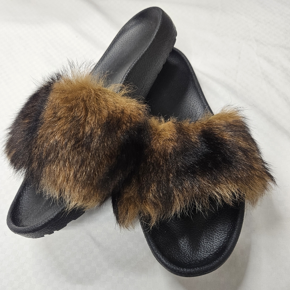 Ugg Royale Camel Toscana Slides, Brown/Black Size 7